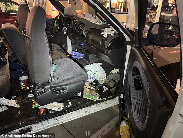 FILTH: Photos released by police show the dire condition of the car the children were forced to travel in