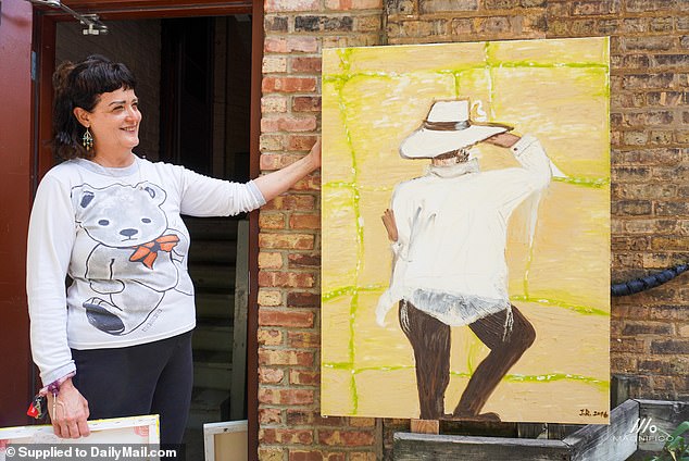 Judith Raanan with some of her artwork before her terror ordeal with Hamas terrorists - Raanan is known for being a warm and vibrant member of her community back home