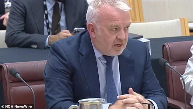 Assignment Freelance photo Dennis Barnes, CEO of Snowy Hydro, speaks before the Senate estimates