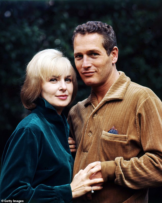 Spicy!  The late actor - who died in 2008 aged 83 - famously enjoyed a torrid relationship with Woodward - even boasting that the couple had a 'f*** hut' in his memoir - with their romance starting as an affair while he was still married to the first wife, Jackie Witte;  Pictured circa 1965