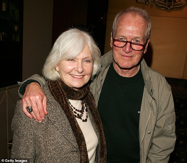 Lovers for life: the couple had three daughters, Nell, Melissa and Clea, and remained together until Newman died of cancer in 2008 at age 83;  Pictured in 2004 in New York