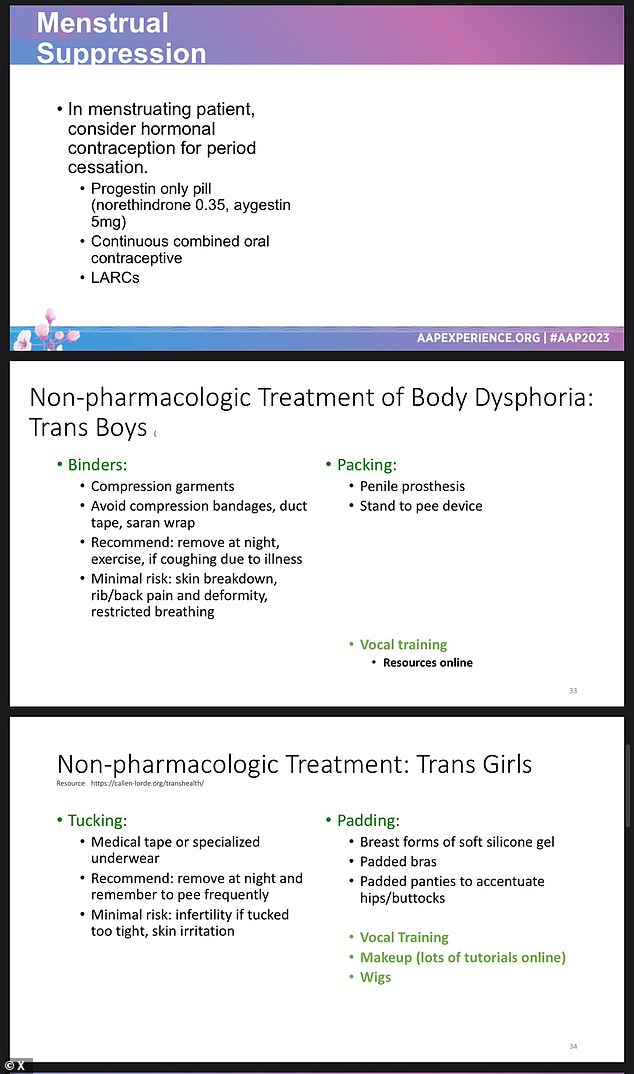 Other points from Dr.'s presentation  Sherer outlined a possible “non-pharmacological treatment for body dysphoria” for trans girls and trans boys.