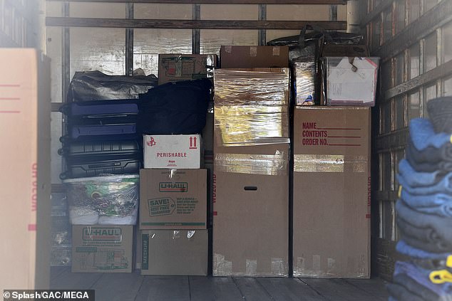 Most of her belongings included unlabeled boxes containing clothing, makeup, toiletries, fans and other household items