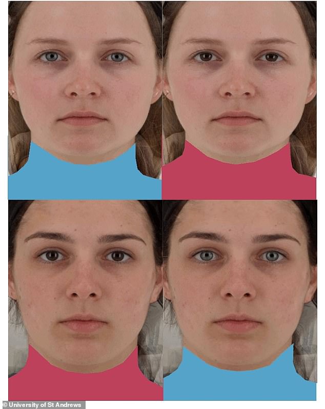 In the second experiment, the researchers showed 100 participants pictures of people with light and dark eyes, and then pictures where their eyes were transplanted to the opposite color.