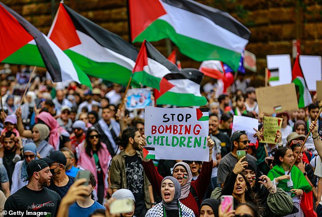 Thousands of pro-Palestinian supporters marched through the streets of Sydney on Saturday