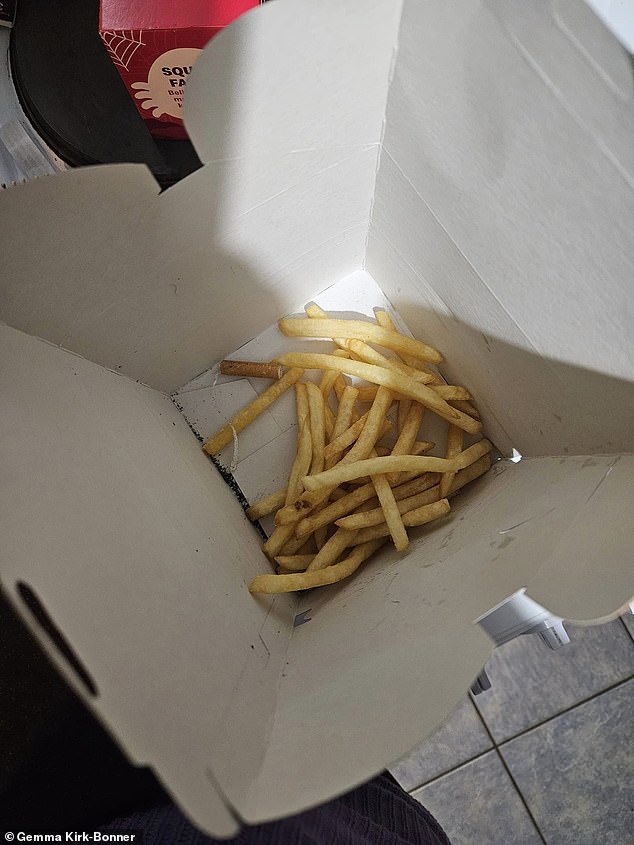 The 35-year-old bought two fish sticks of Happy Meals, which cost £3.59 each, for her children