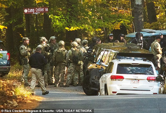 A huge police presence and tactical teams descended on a wooded area near his home in Gardner, Massachusetts, on Tuesday as the manhunt expanded.