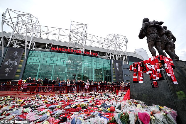 Tributes to Charlton from clubs across the country have been paid outside Old Trafford