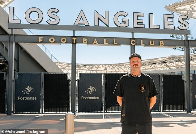 The photo was among a carousel of images posted by Neff (pictured) showing a series of photos from the football club announcing his joining of LAFC's ownership group.