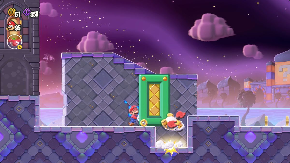 Super Mario Bros.  Wondering Secrets of Shova Mansion screenshot showing the path to the Wonder Seed.