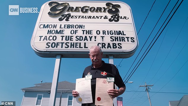 It comes after Gregory's Restaurant and Bar co-owner Gregory Gregory claimed fast food conglomerate 'made them look bad' during a free taco giveaway in August across the country - except New Jersey