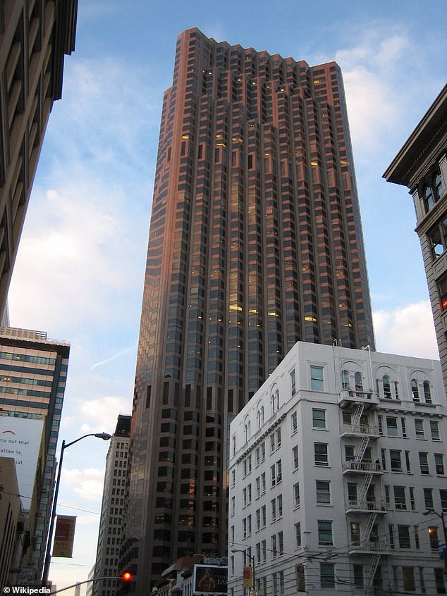 The Microsoft office at 555 California Street, where offices up to 49,000 square feet are available for lease