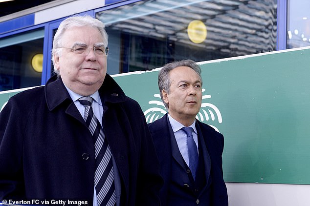 Kenwright's family, left, announced the death of the Everton club chairman on Tuesday