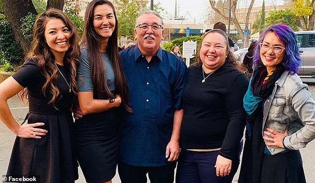 Michael Quitasol (center) celebrated his birthday with daughters Nicole (far left), Evan (second from right), Angela (far right) and his partner Fernisa Sison (not pictured) during a submarine fire off the coast of Santa Barbara, California.  All five died in the fire