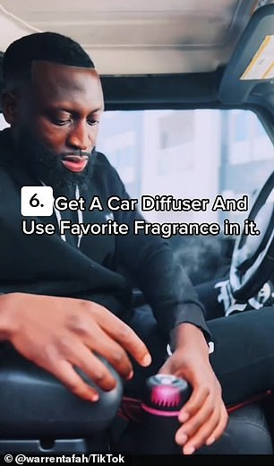 Tafah also sprays scent into the cardboard tube of his toilet paper roll and puts it in his car diffuser to make his bathroom and car smell like him