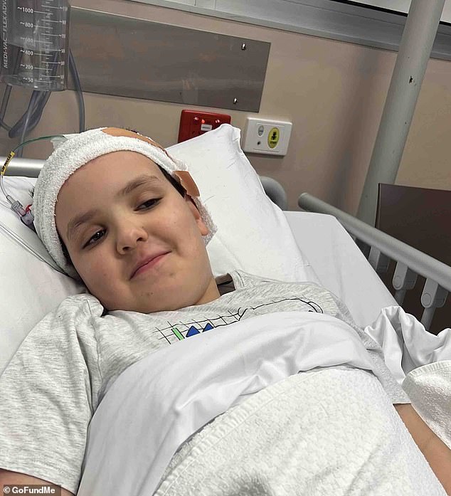 His mother, Jessica, took him to the emergency department of the Women's and Children's Hospital in the city's north, where he was diagnosed with a two-inch brain tumor.