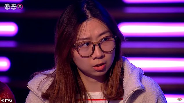 Oh dear: Yinrun apologized for her mistake and said, 'I'm very sorry because it could be a punishment for all the housemates'