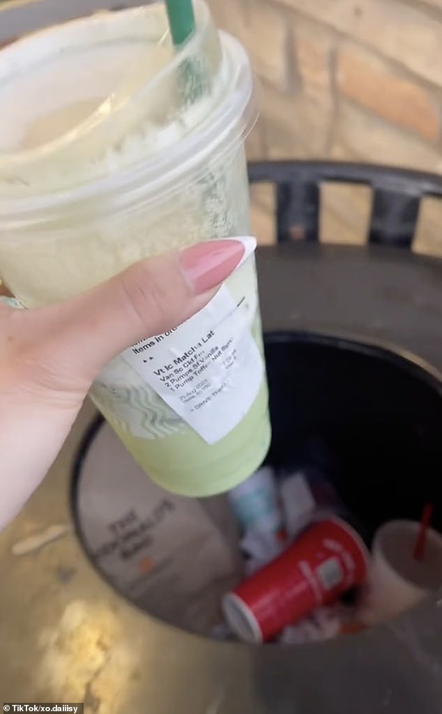 Daisy, a TikTok user from the US, revealed that she ditched her Starbucks matcha latte after trying it for the first time because it made her feel bloated