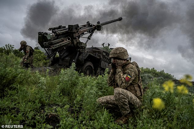 Ukrainian soldiers of the 55th Separate Artillery Brigade fire a Caesar self-propelled howitzer at Russian troops, amid the Russian attack on Ukraine, near the city of Avdiivka in the Donetsk region