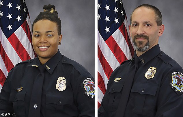 Officers Ashely Boleyjack (left) and Gregory Kern (right) have been named as victims and are both listed in stable condition.