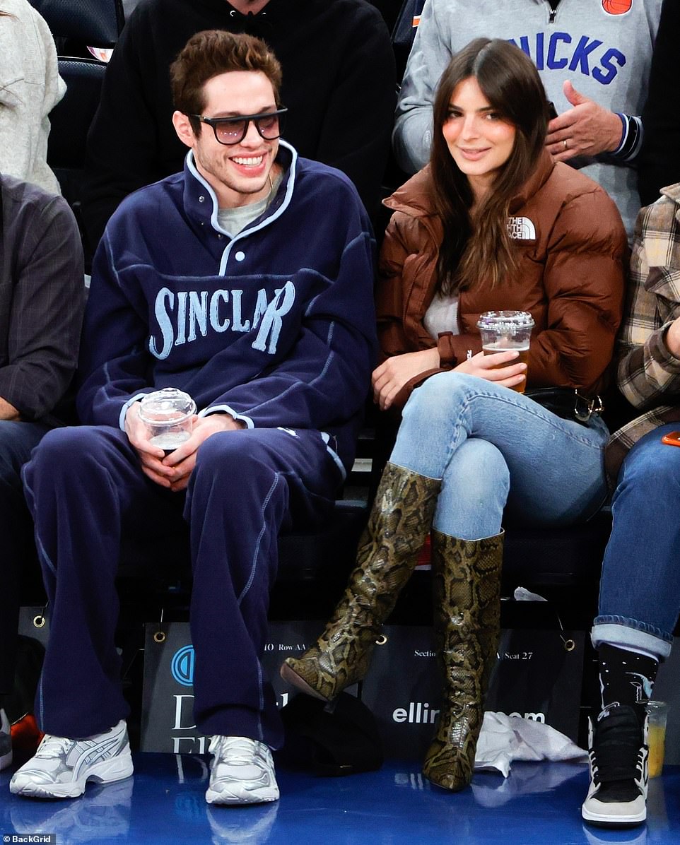 NDE: She was also rumored to be dating SNL alum Pete Davidson for the first time in November, when they were spotted having dinner in the Big Apple;  they can be seen during a New York Knicks game on November 27