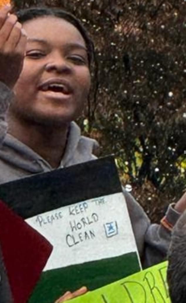 Another protester with the same sign at the protest in Manhattan on Wednesday