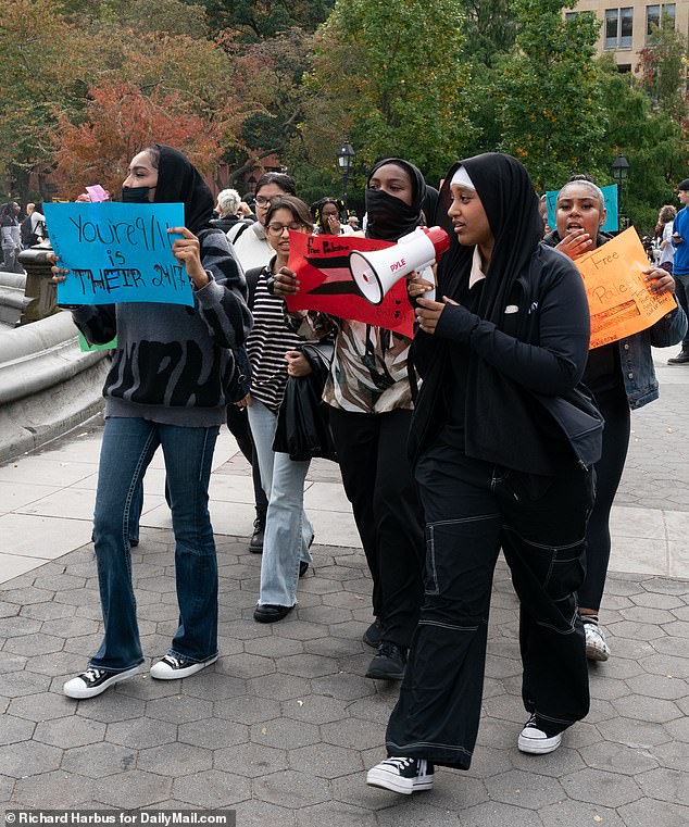 “Your 9/11 is their 24/7,” read another sign at the protest on Wednesday