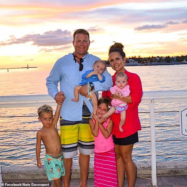 Davenport did not regain consciousness and died at Jupiter Medical Center before his wife Amy (right) and children could say goodbye, WPBF reported