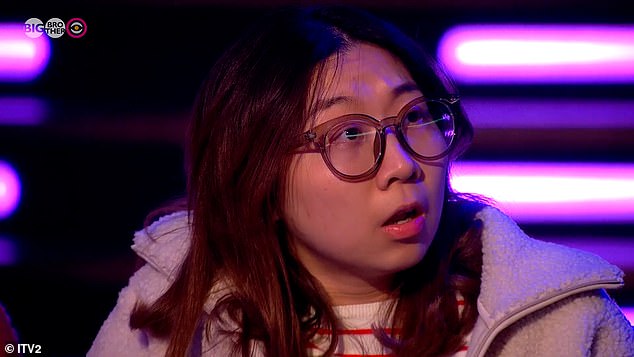 Oh dear: Yinrun apologized for her mistake and said, 'I'm very sorry because it could be a punishment for all the housemates'