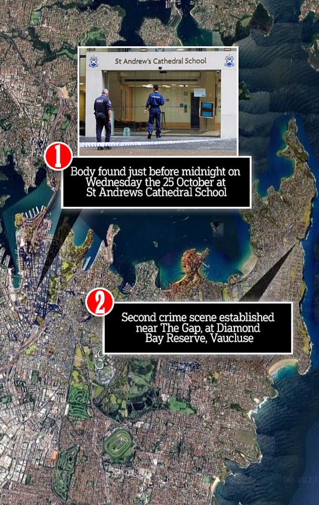 Two crime scenes have been established at the school where the female staff member was found and at The Gap in Vaucluse where her male colleague went missing