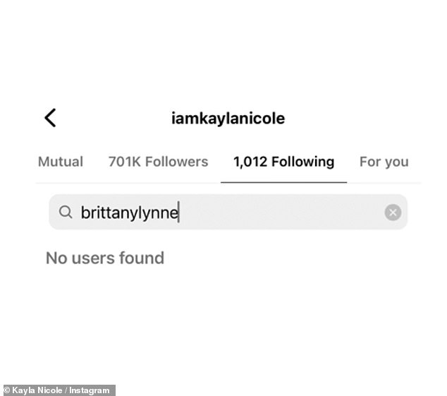 Awkward: Earlier this month, it was revealed that Brittany had unfollowed Patrick's wife