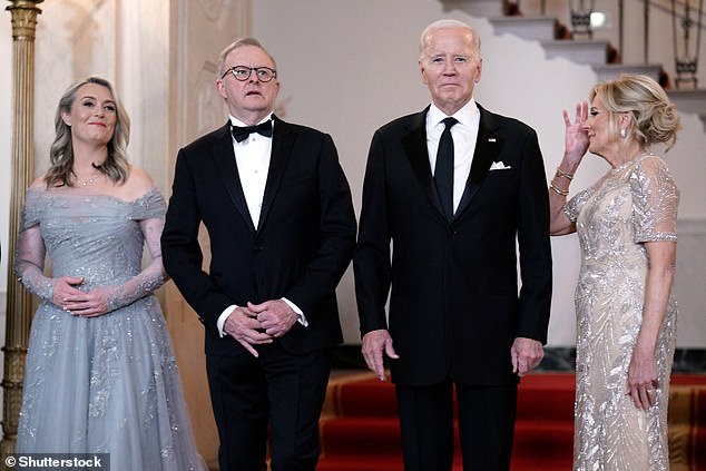 Jodie Haydon (pictured far left) wowed at the state dinner hosted by Joe Biden and his wife Jill