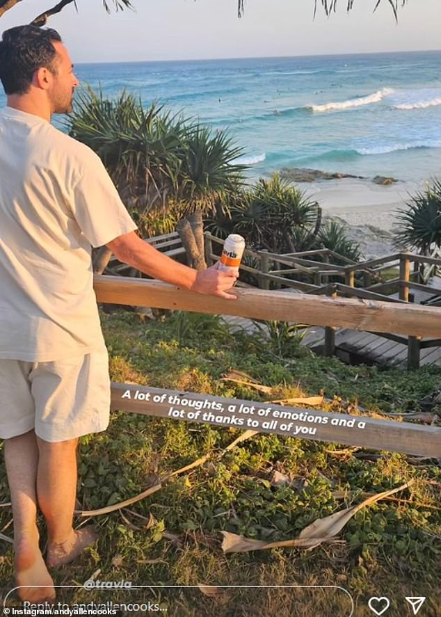 The celebrity chef, 35, shared a photo of himself staring at the ocean while on a nature trail and captioned it with some reflective words