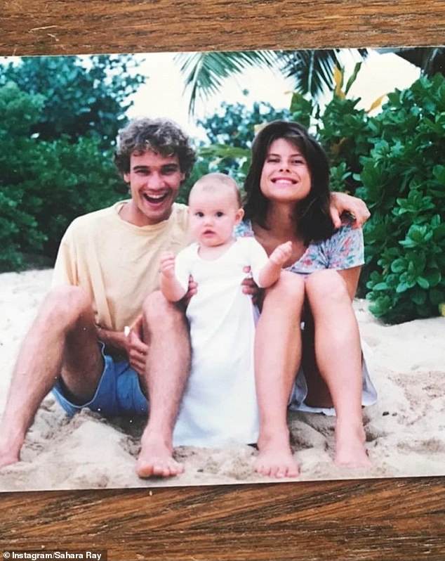 Sahara is the daughter of Australian big wave surfer Tony Ray (left).  She is pictured here with her parents in an undated family photo