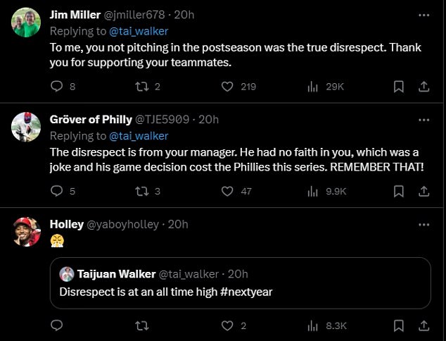 Walker also liked several tweets that echoed his sentiments after his original tweet