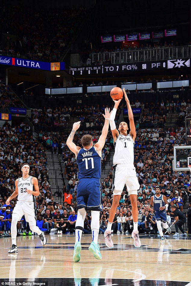 The 19-year-old's first bucket in the NBA came with a three-pointer in the first quarter