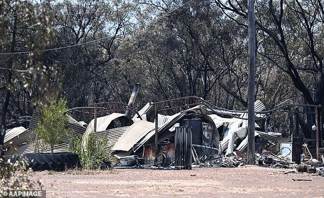 A woman died on Wednesday after suffering cardiac arrest following the death of a man who was trying to protect his property on Tuesday evening.  The photo shows a house destroyed by fire