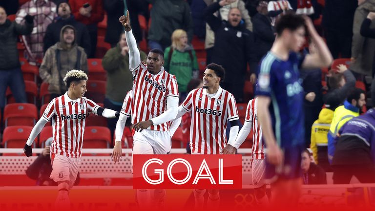 Stoke City's Wesley is celebrating 