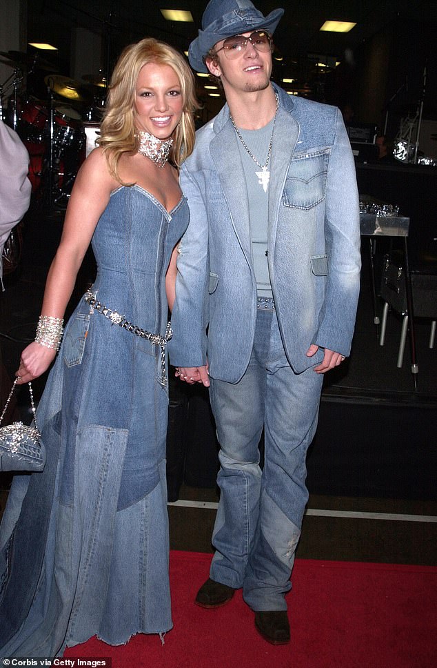 Double the delight: The 'Toxic' hitmaker and the NSYNC member - who were dating at the time - attended the American Music Awards in coordinated chambray ensembles and the head-to-toe look has now become an iconic part of the sartorial history of pop culture