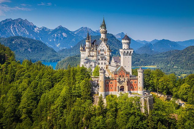 The Neuschwanstein Castle in Bavaria.  It said Bohling had never met the two women before he came across them on a hiking trail overlooking the castle that was said to be the inspiration for Disney's Cinderella Castle.