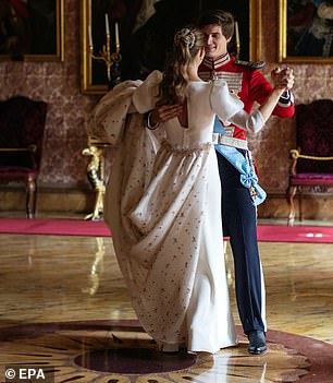 The couple share a dance after their wedding at Madrid's Liria Palace in 2018