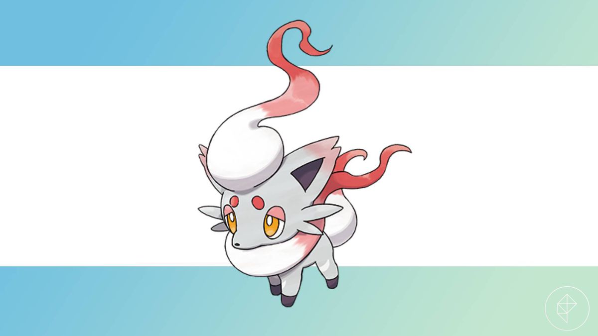 Hisuian Zorua on a striped background