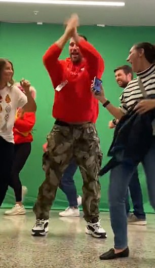 Travis Kelce dances at a fundraising event