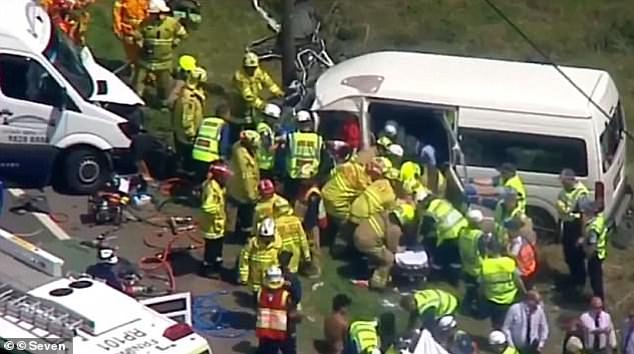 Mrs Matagia Nauer suffered two broken legs in the horror crash at Kemps Creek (scene pictured), which claimed the lives of her toddler Anelina and father Antonio