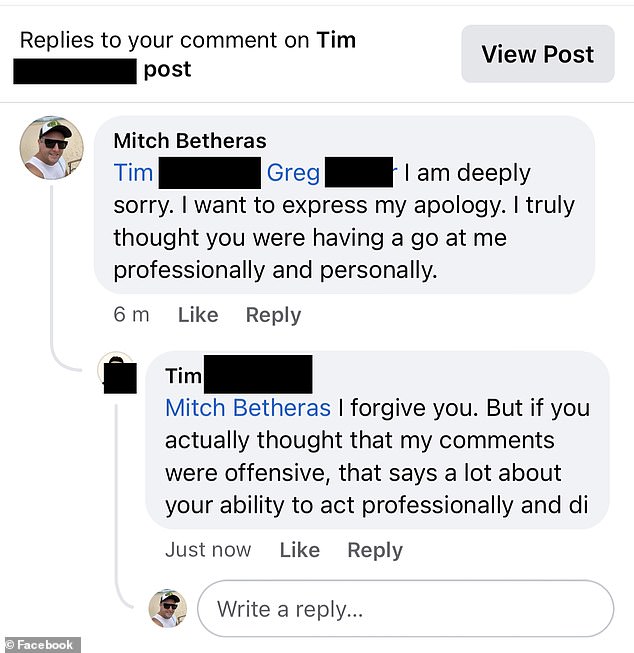 The senior property manager has since apologized for his actions and said he believed Tim was attacking him personally with his first question