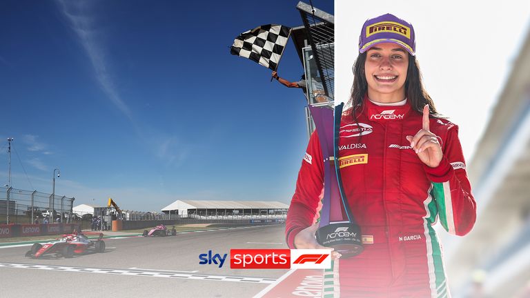 Highlights from race one of the seventh round of the F1 Academy series in Austin, where Marta Garcia was crowned champion after holding off Abbi Pulling for the win