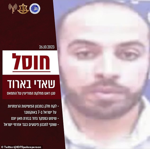 The accusation Barud (pictured here) is accused of being behind the October 7 attacks that killed hundreds of Israeli civilians