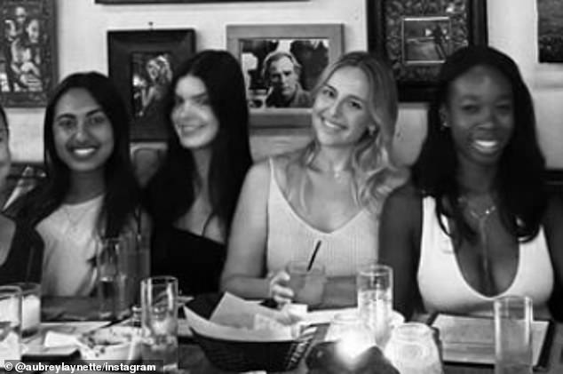 LR victims Asha Weir, Niamh Rolston, Peyton Stewart and Deslyn Williams are pictured enjoying a meal with friends just weeks before they were mowed down and murdered