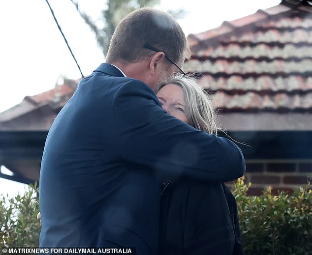 Relatives and friends gathered outside James' home on Thursday, while her father Jamie James (left) declined to comment and said he needed to speak to police