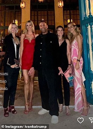 She posed outside the restaurant in Miami's Edgewater neighborhood with David Grutman, head of Groot Hospitality - one of the driving forces behind Casadonna, and her other friends